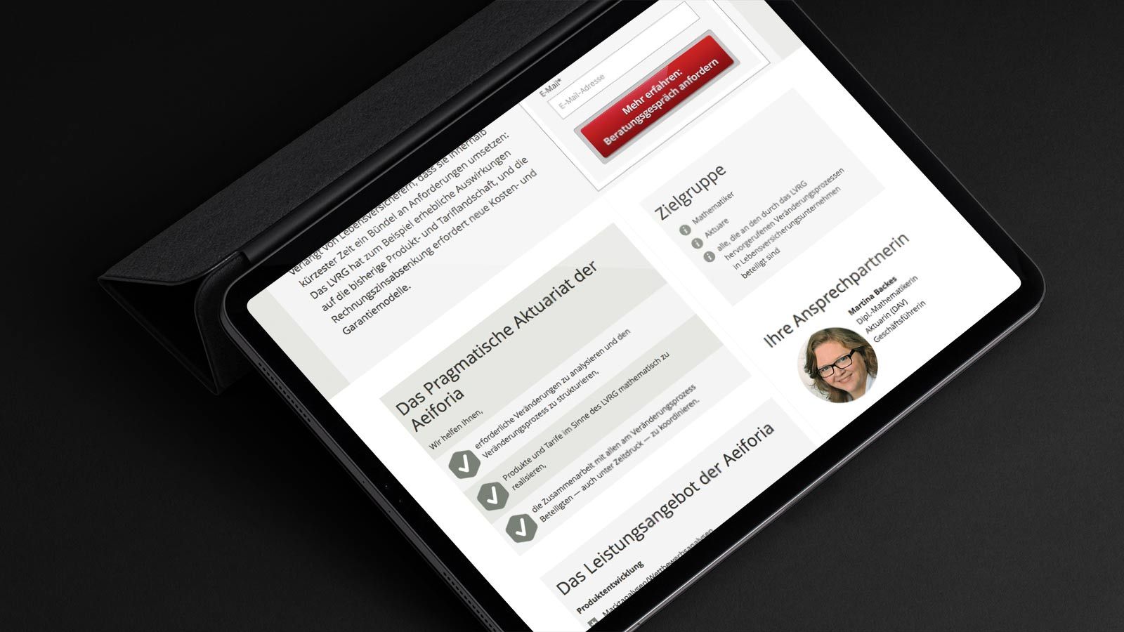 Webdesign für Landingpages für Aeiforia GmbH als Referenz der WOA Webdesign-Agentur