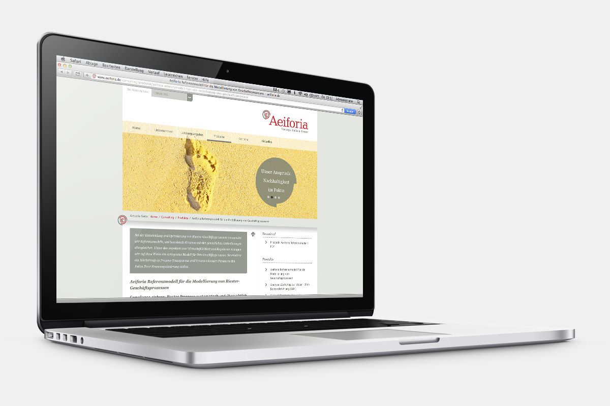 Die Homepage für Aeiforia GmbH ist eine Kreation und Referenz der WOA Designagentur